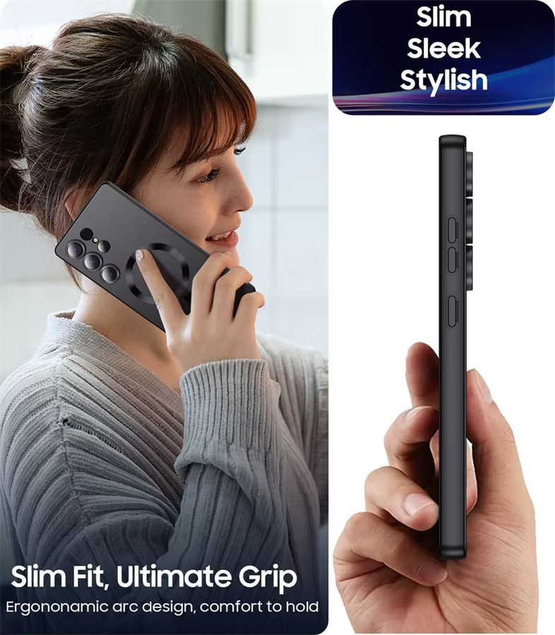 Stoßfeste TPU-Magnethülle mit MagSafe für Samsung Galaxy S25 S24 S23 S22 S21 Ultra Plus FE in Rot oder Schwarz - Bild 4