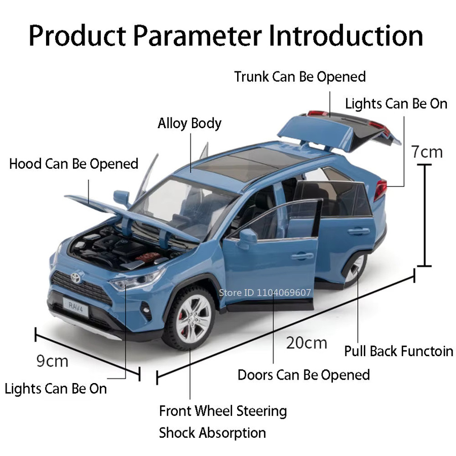 RMZ city RAV4 Sienna FJ Cruiser, Modell Spielzeugautos, 1:24, Metall, mit Licht und Sound - Bild 1