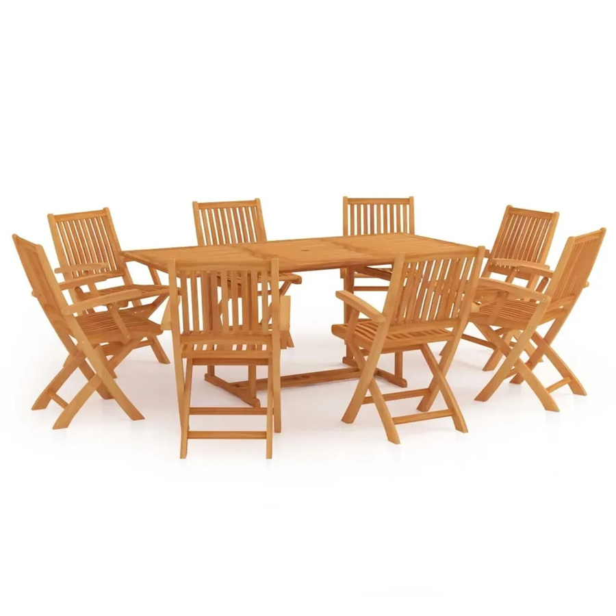 vidaXL 9-teilige Garten-Essgruppe aus Massivholz Teak in Braun - Bild 2