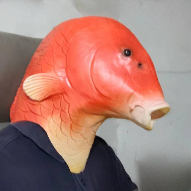 Happy Camp Fischmaske, Tierkopfmaske, rot, Gummi - Bild 1