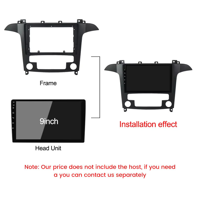 TomoStrong 9-Zoll-Autoradio-Blende für FORD S-Max 2006–2015 inklusive Montagesatz, Panel-Rahmenkabel und Canbus in Schwarz - Bild 4