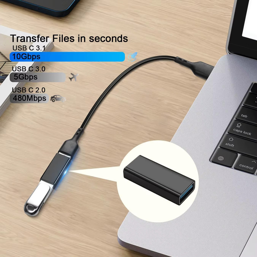 Multifunktionaler USB-A-zu-USB-A-Konverter 3.1 Kabeladapter in Schwarz für Laptops - Bild 5