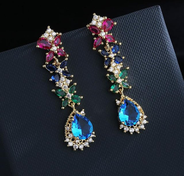 YIRAN Jewelry 5 Ohrringe, Grün, Zirkon, Damen - Bild 1