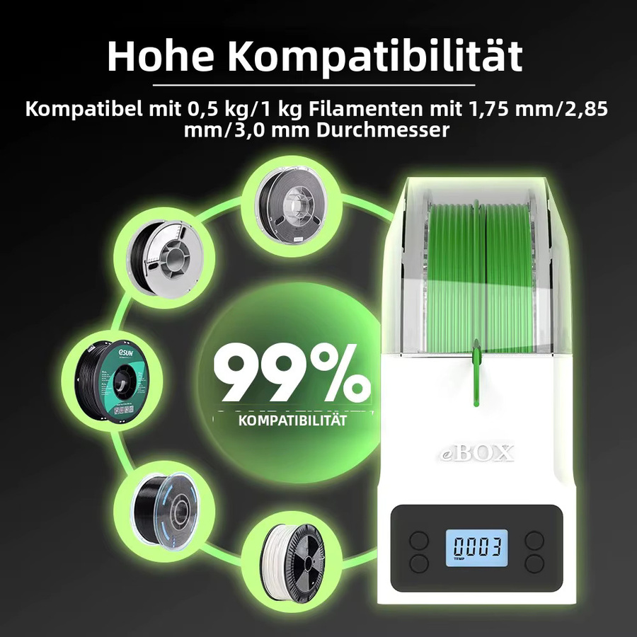 eSUN eBOX Lite Filament-Trockner Upgrade in Weiß: Heiz- und Trocknungsbox für 1kg PLA, PETG, ABS und TPU Filamente - Bild 3