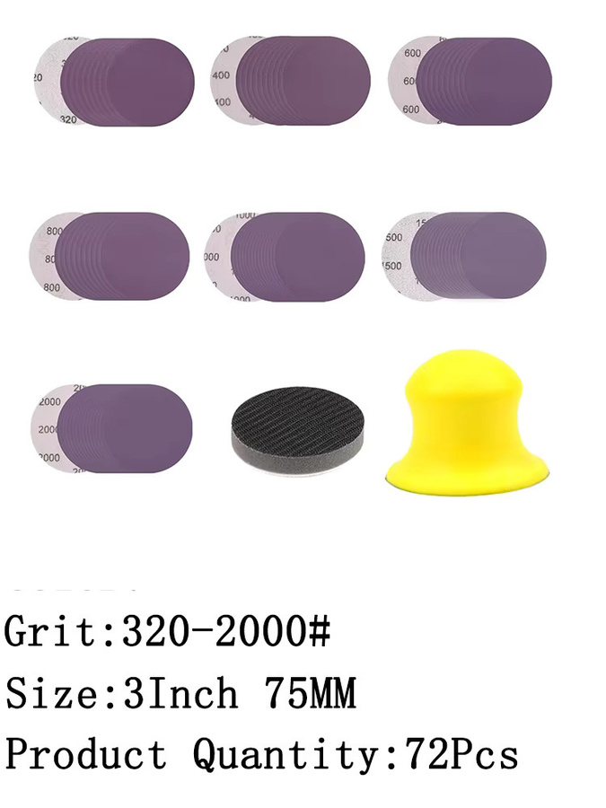 VIBRATITE 72-teiliges Nass- und Trockenschleifpapier-Set in Lila, Körnung 320–2000, aus Aluminiumoxid für Holz und Metall - Bild 5