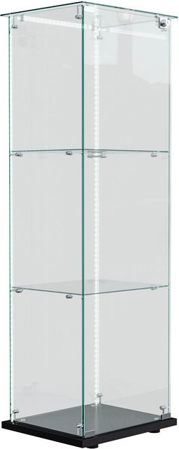 PXloue Vitrinenschrank 3-stöckig mit LED-Beleuchtung und Glastüren in Schwarz, B/T/H: 35 x 30 x 123 cm - Bild 1