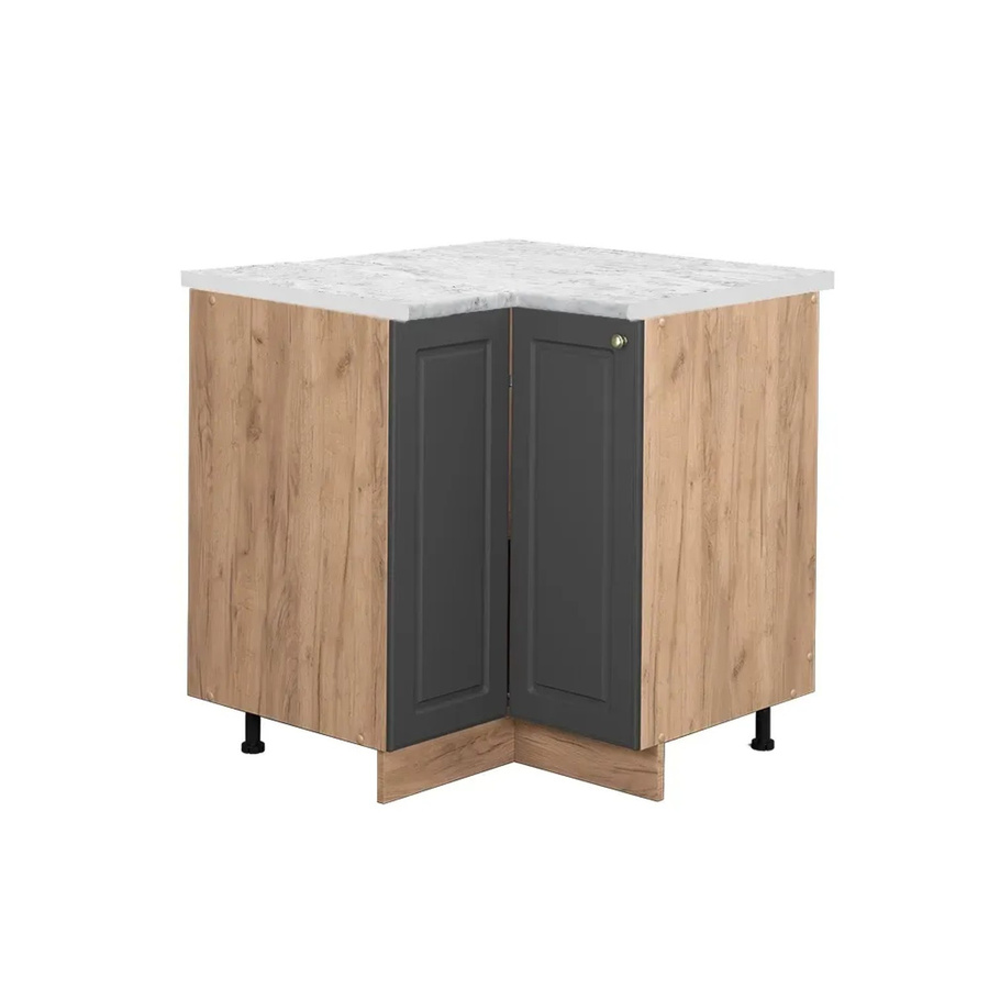 Vicco Eckunterschrank Fame-Line in Anthrazit-Gold und Eiche mit Marmor-Optik, B/T/H: 80,5 x 60,0 x 82,0 cm - Bild 2
