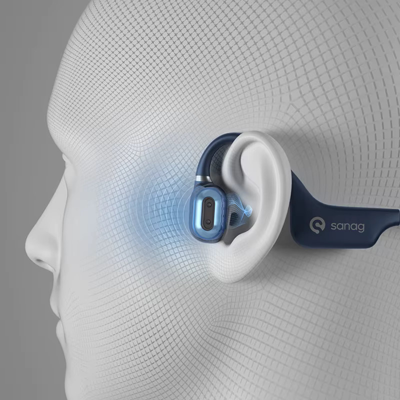 Sanag A5X Knochenleitungs-Kopfhörer Kabellose Open-Ear Bluetooth-Sport-Ohrhörer mit 3D-Stereo-Sound in Blau - Bild 2