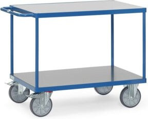 Fetra Tischwagen 2400 mit 2 Etagen aus Hart-PVC, blau und grau, B: 50 cm, L: 85 cm - Bild 1