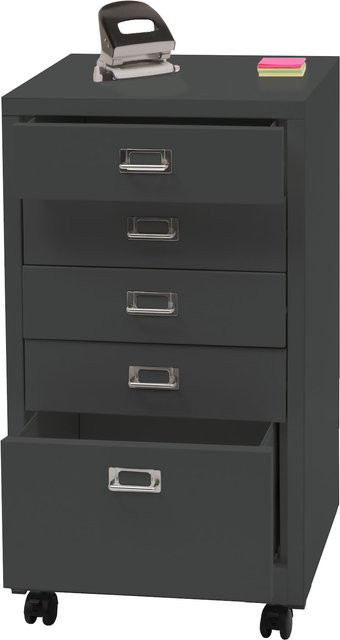 Rollcontainer MCW-L49 Schubladenschrank aus Metall mit 5 Schubladen, Dunkelgrau, H: 75 cm, B: 40 cm, T: 41 cm - Bild 1
