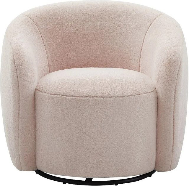 VEREIDE Sessel mit gerader Rückenlehne in Rosa mit Kunstfelloptik und Metallrahmen, Breite: 80 cm - Bild 1
