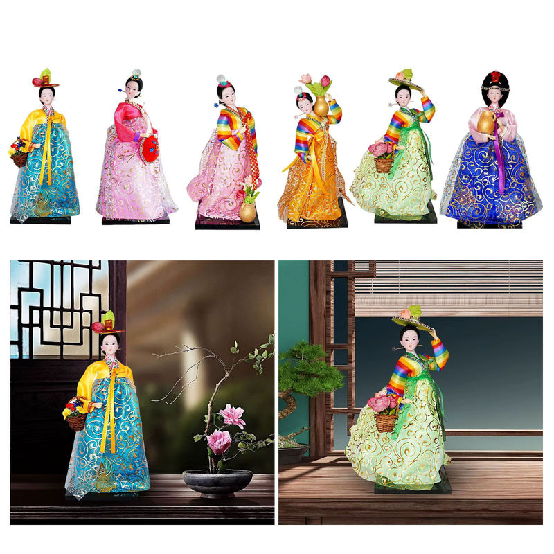 Kesoto Koreanische Geisha Figur in Hanbok mit floralem Design, mehrfarbig, Höhe: 30,48 cm - Bild 3