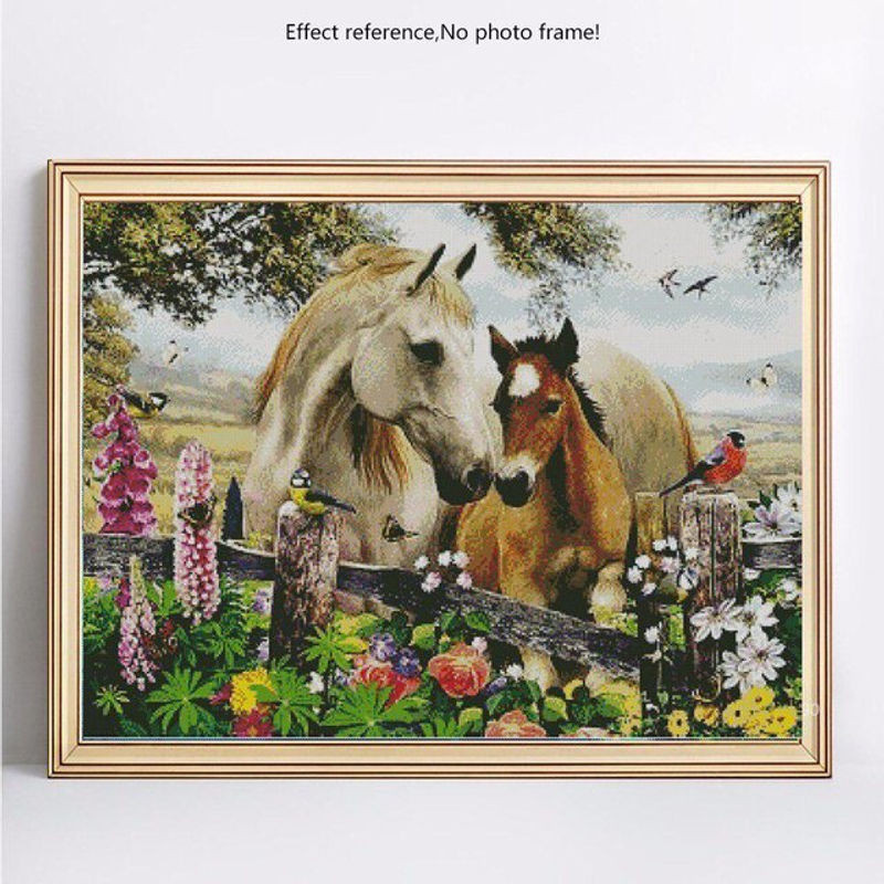 FIYO Diamond Painting Set Pferdemotiv mit runden Steinchen, Mehrfarbig, B/H: 30 x 20 cm - Bild 1