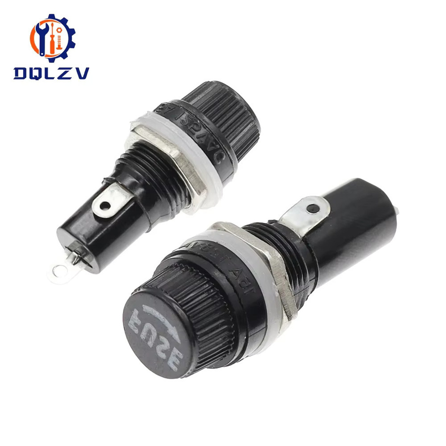 10er Set DQLZV Glas Sicherungshalter in Schwarz für 5x20mm und 6x30mm Sicherungen, Panel Mount Sicherungshalter 250V - Bild 2