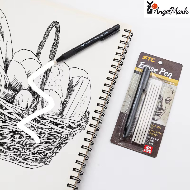 Mechanischer Präzisions-Radiergummi-Stift mit 3,8 mm Highlight-Radiergummi für Künstler und zum Skizzieren, nachfüllbar, Schwarz - Bild 2