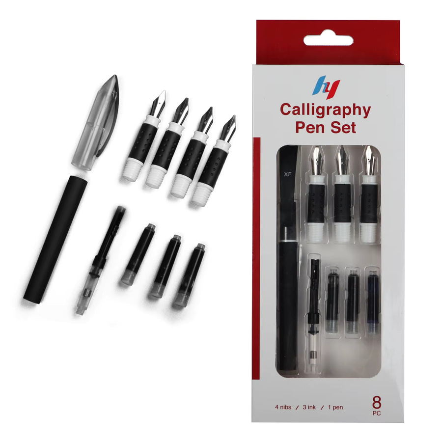 Kalligraphie-Set mit 4 Federn und 3 Tintenpatronen in Schwarz für Büro und Schreibwaren-Geschenke - Bild 2