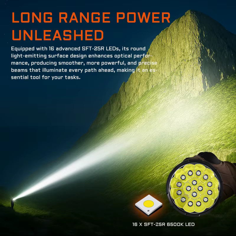 ACEBEAM X25 Taschenlampe in Schwarz mit 22000 Lumen, 1505 Meter Reichweite, USB-C PD60W Schnellladefunktion und Powerbank-Funktion - Bild 2