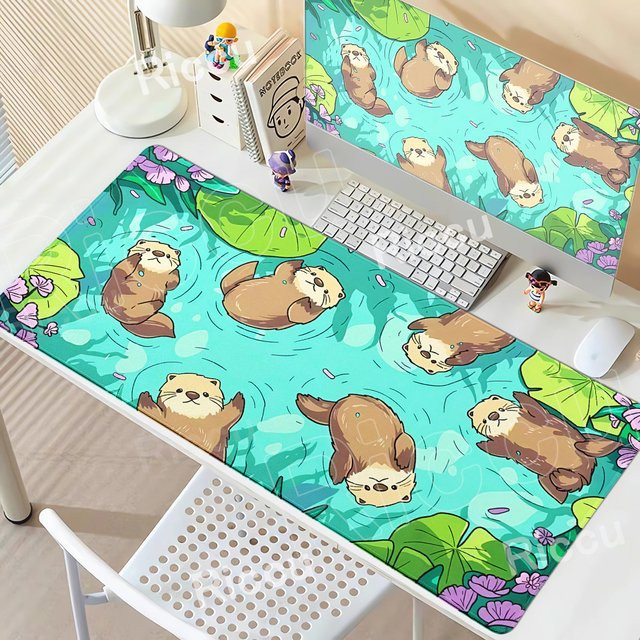 Riccu XXL Mauspad mit süßem Otter-Motiv in Multicolour, rutschfestes Gaming-Mauspad für Schreibtisch und Büro - Bild 1