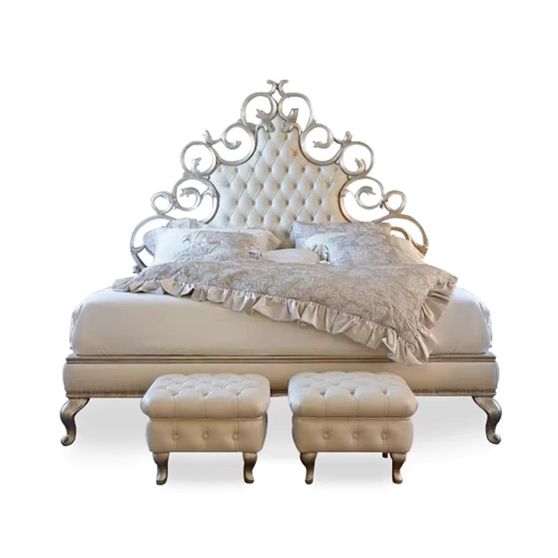 DUTRIEUX Luxus Plattform Bett in Weiß mit Kopfteil aus Metall für Schlafzimmer und Kinderzimmer B/T: 150 x 200 cm - Bild 3