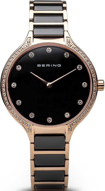 Bering Damenuhr, Keramik, Edelstahl, Quarz, 34 mm, Schwarz, 3 ATM - Bild 1