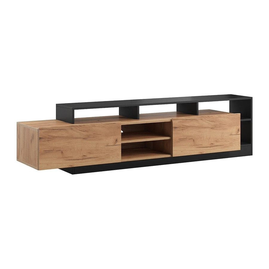 Vente-unique TV-Board Idesia in Anthrazitgrau und Naturfarben Hell, Breite: 192,4 cm - Bild 2