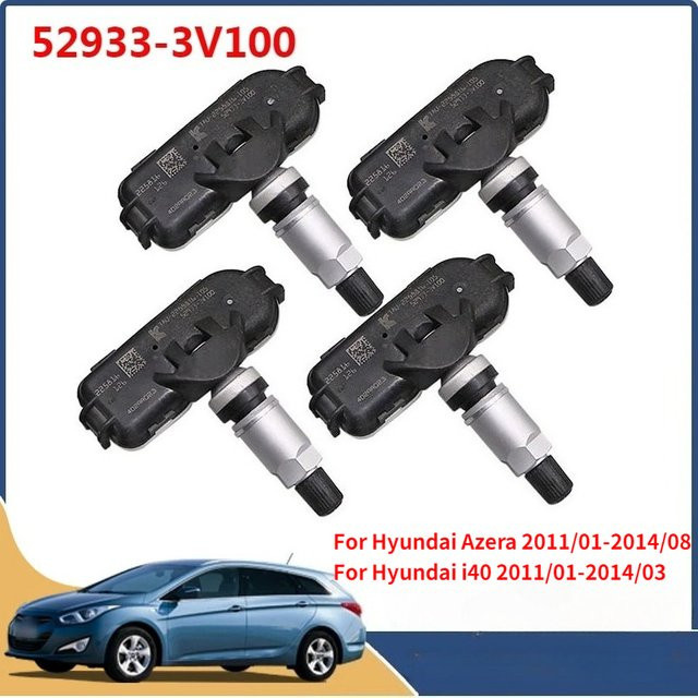 GANGLE 4er Set Reifen Reifendruckkontrollsystem TPMS Sensoren 52933-3V100 in Schwarz für Hyundai Azera und i40 - Bild 1