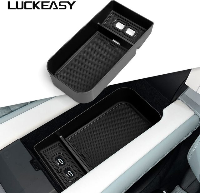 LUCKEASY Auto-Aufbewahrungsbox für Polestar 4 2023–2024, Organizer-Etui für die Mittelkonsole und Armlehne, Schwarz - Bild 1