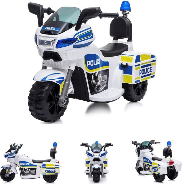 Chipolino Police Elektromotorrad 3 Räder mit Scheinwerfer und Musikfunktion weiß ab 2 Jahren - Bild 1