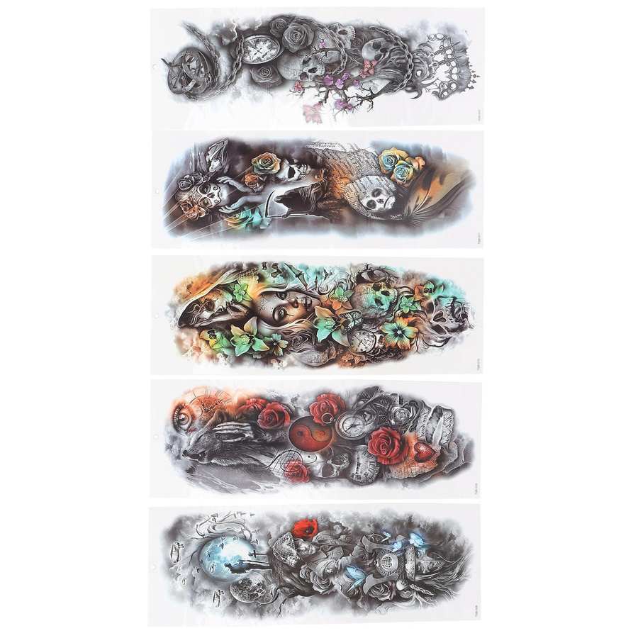 Wasserdichte temporäre Tattoos Ganzarm-Tattoo-Aufkleber, 5er-Set - Bild 1