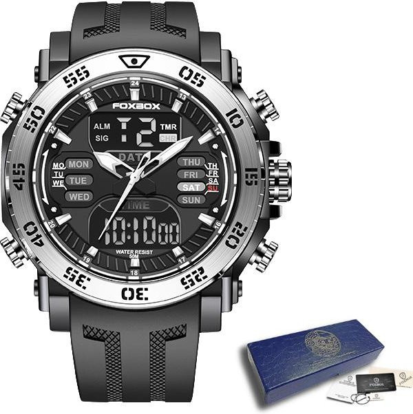 FOXBOX Armbanduhr, Quarz, Analog-Digital, 48 mm, Silikon, Herren - Bild 1