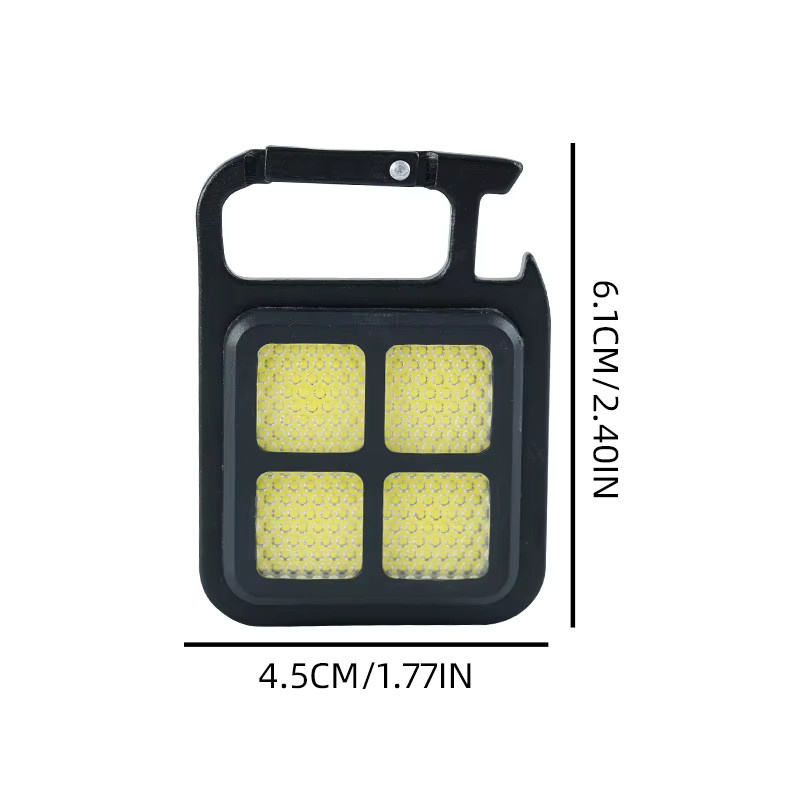 Multifunktionale Mini-Taschenlampe als Schlüsselanhänger mit 4 Lampenperlen, wiederaufladbar und magnetisch, Farbe: Schwarz - Bild 6