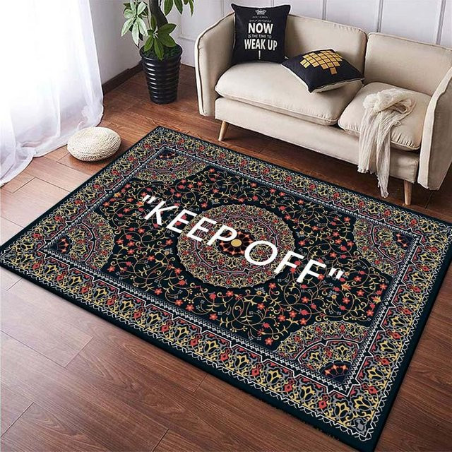 UQIDEHOME KEEP OFF Klassischer Teppich mit geometrischem Design in Schwarz, B/T: 80 x 50 cm - Bild 1
