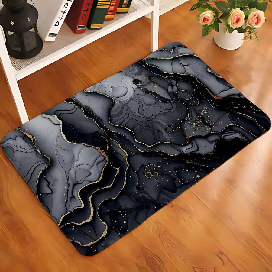 52TOYS Saugfähige Badezimmer Matte in Schwarz Gold Marmor Design, Rechteckig, B: 60 cm, T: 40 cm - Bild 6