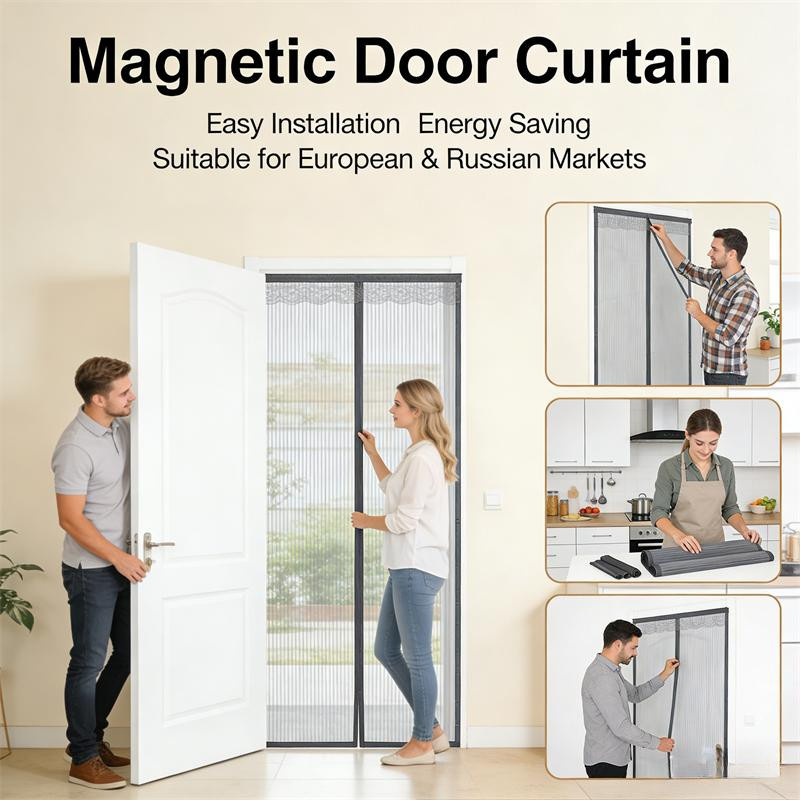 Magnetisches Fliegengitter für Türen und Fenster von Sufdarj Home Textiles in Kaffeebraun, Breite: 90 cm, Höhe: 240 cm - Bild 6