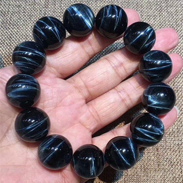 Armband Blaues Tigerauge, Runde Perlen, Damen, Männer - Bild 1
