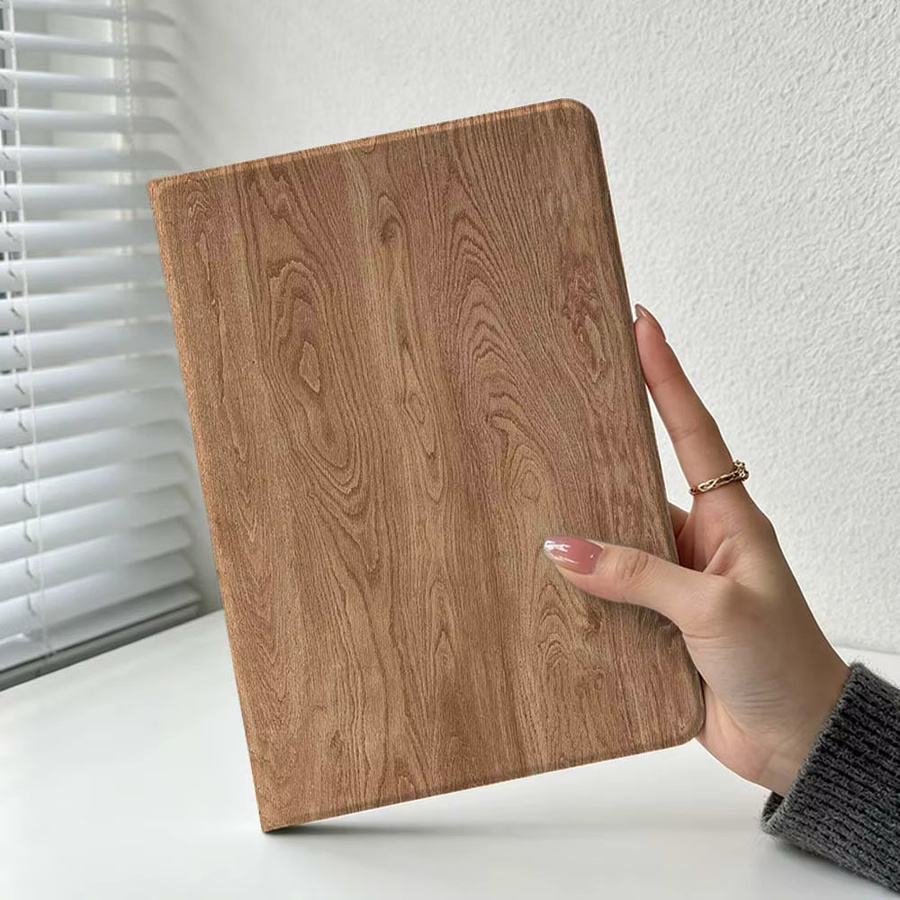 Xiaomi Tablet Hülle mit Holzmaserungsmuster in Braun für Redmi Pad und Poco Pad Modelle - Bild 2