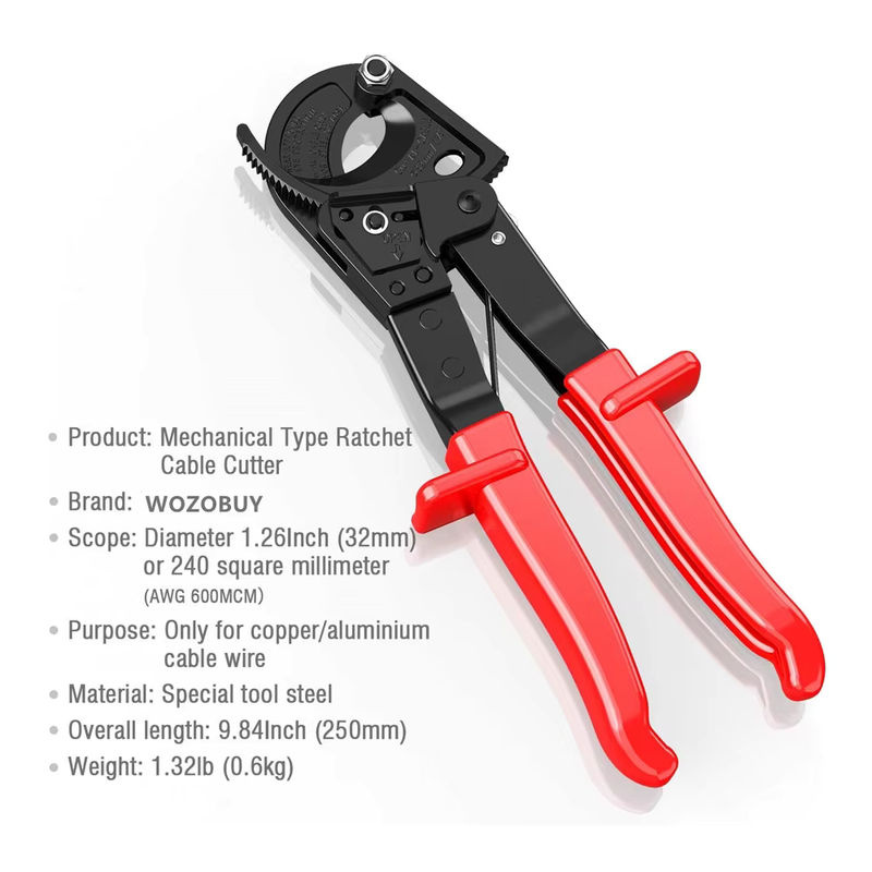 Wozobuy Kabelschneider aus Aluminium für Kupfer und Aluminium mit Ratsche bis maximal 240 mm2 - Bild 4