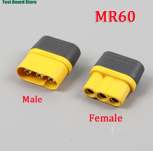 MR60 Drei-Kern-Stecker Set mit Mantel, 3,5 mm Messing vergoldet, Gelb, für Lipo ESC RC Modell - Bild 1