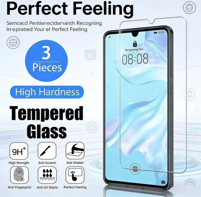 3er-Set HD gehärtetes Schutzglas für Huawei P30 P40 P20 Mate 20 Lite Y6 Y7 P9 P10 P Smart Z 2019 2018 Nova 3 in Transparent - Bild 1