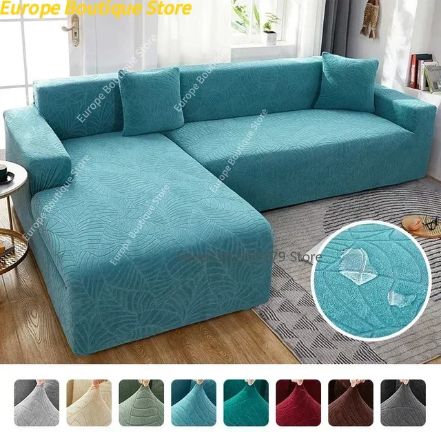 NUOYING Wasserabweisende Jacquard Sofaüberzug für Ecksofas in Türkis - Bild 1