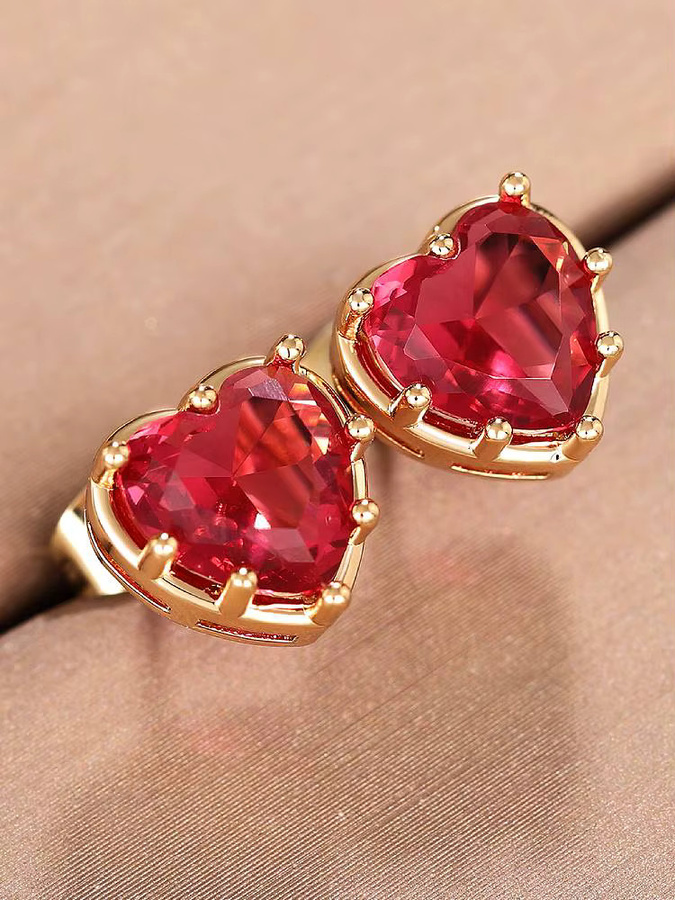 Huitan Sweet Heart Ohrstecker, Gold, Zirkonia, Damen - Bild 4