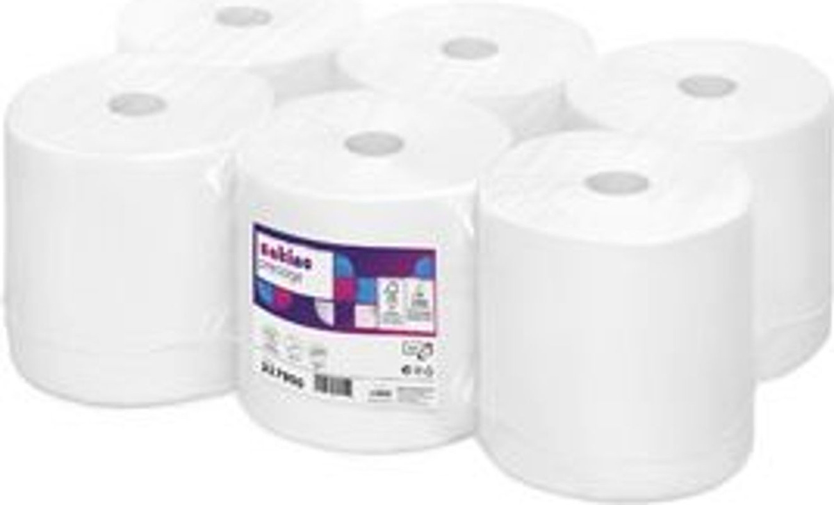 satino by wepa Handtuchrolle Prestige 3-lagige Papierhandtücher mit Diamantprägung, Weiß, 6 Stück - Bild 1