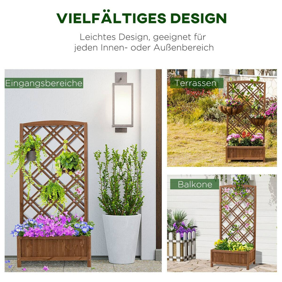 Outsunny Pflanzkasten aus Holz mit Rankgitter in Gelb, B/H/L: 30 x 122,5 x 60 cm - Bild 4