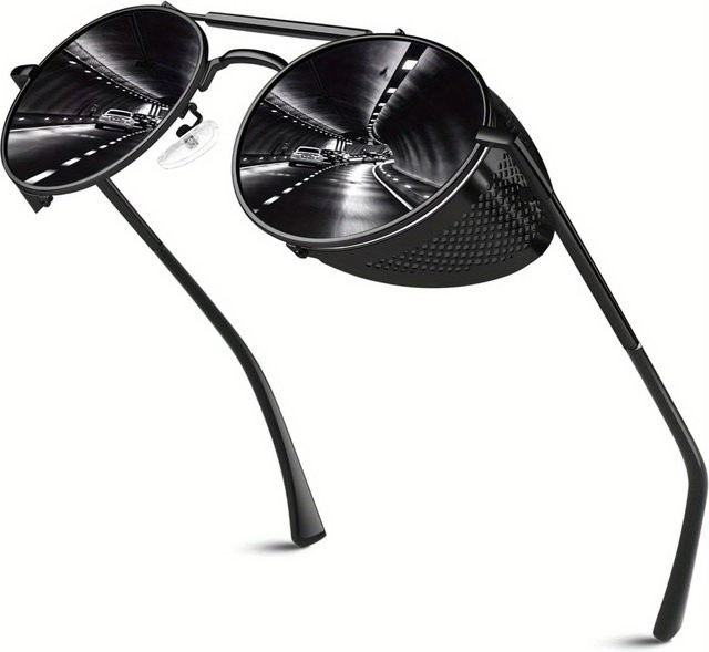 LZ-Fashion Sonnenbrille Steampunk, rund, Vollrand, Metall, Unisex, black - Bild 1