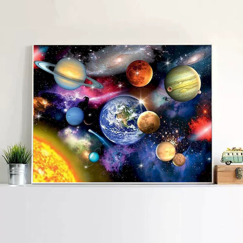 PhotoCustom Malen nach Zahlen Set Planet Landschaft Motiv für Erwachsene mit mehrfarbiger Leinwand - Bild 3