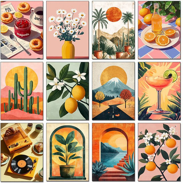 QIZITENG DIY Diamond Painting Set Landschaft und Blumen Motiv für Erwachsene, Mehrfarbig, Wanddekoration - Bild 1
