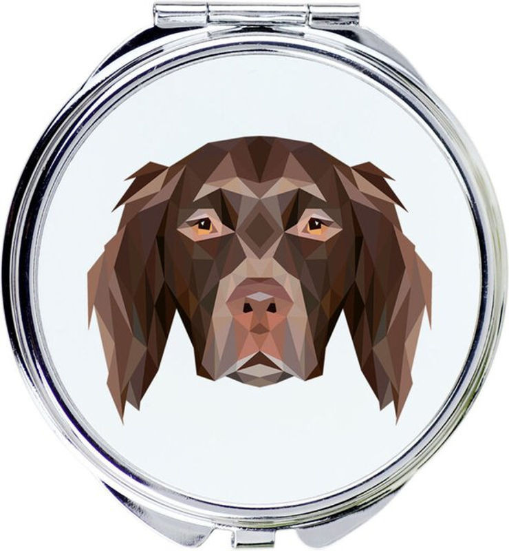 Art-dog Münsterländer Rund Spiegel mit Foto und geometrischer Aufschrift aus Metall in Mehrfarbig - Bild 1