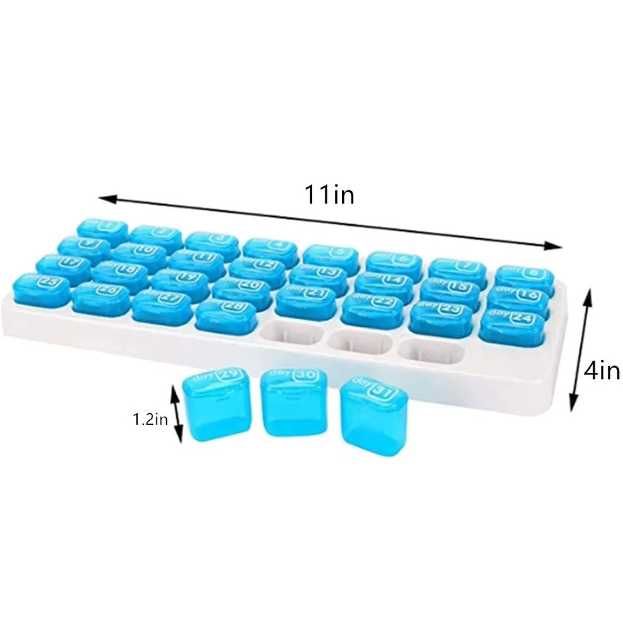 UNTIOR Pillendose Organizer in Tastaturform mit 31 Fächern für wöchentliche und monatliche Einnahme, Farbe: Lila - Bild 6