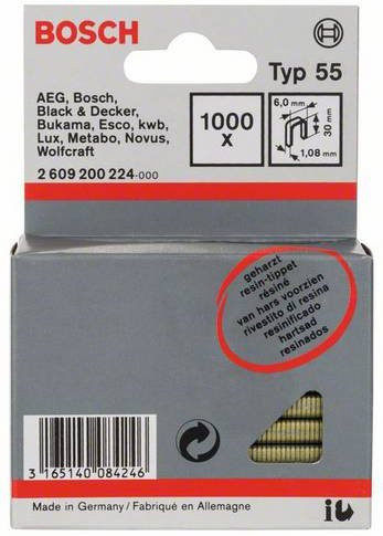 Bosch Schmalrückenklammern Typ 55, 1000 Stück, B: 6 mm, L: 30 mm - Bild 1