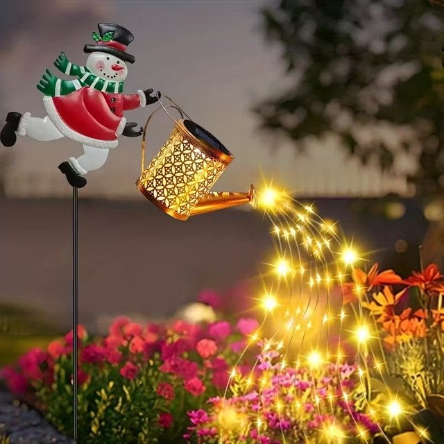 ledcbet Solar-Schneemann und Weihnachtsmann Gartenleuchten für die Weihnachtsdekoration, Solar-Rasenlampe und Hängelaterne in Weiß und Multicolour - Bild 1